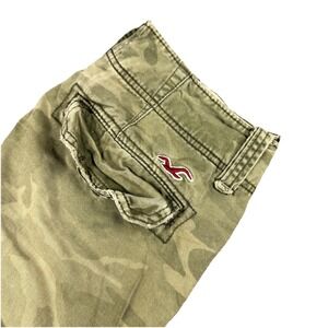 Hollister Cargo Shorts Mens Size 28 Button Fly FLAT Front Green Camo Y2K Style